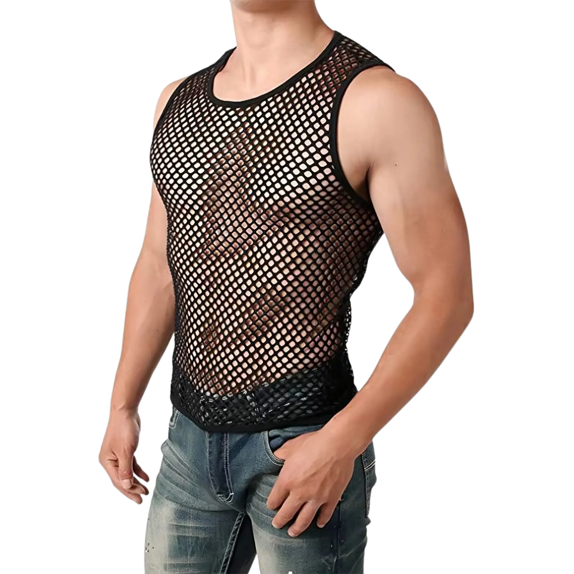 Rave-Mesh Tanktop – Ärmelloses Netzshirt für Festival-Looks