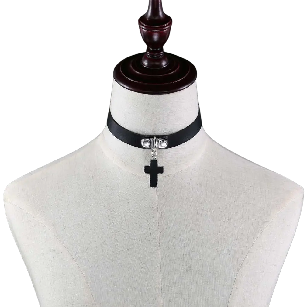 Dark Cross Choker – Minimalistischer Look für Rave und Festival