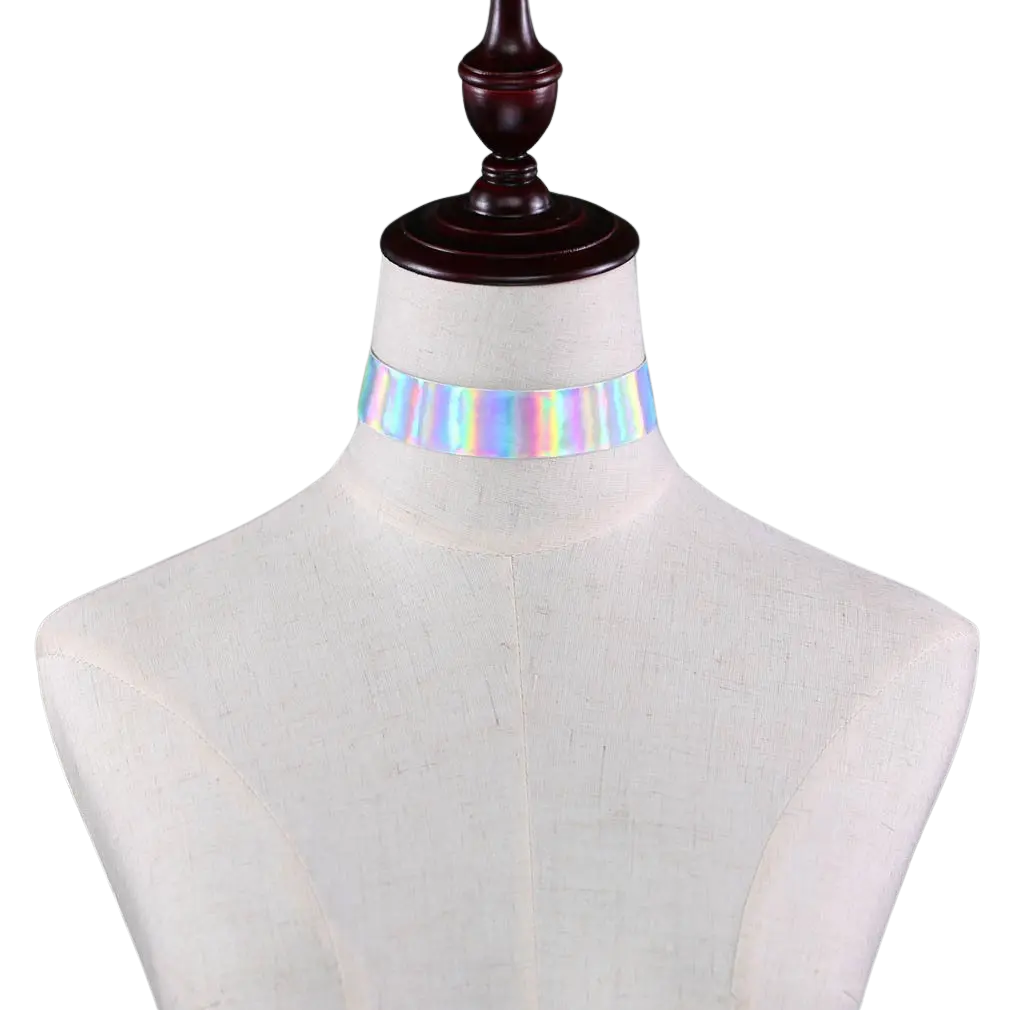 Techno Holo Choker – Schimmernder Look für Festivals und Raves