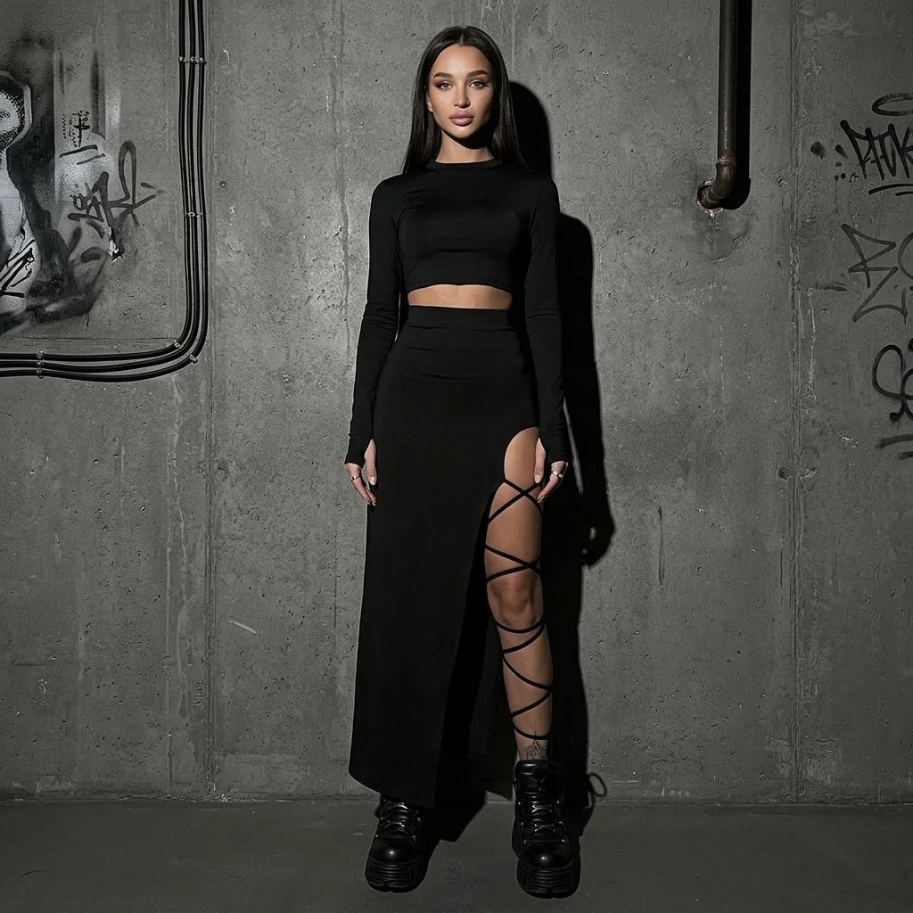 Midnight Lace-Up Set