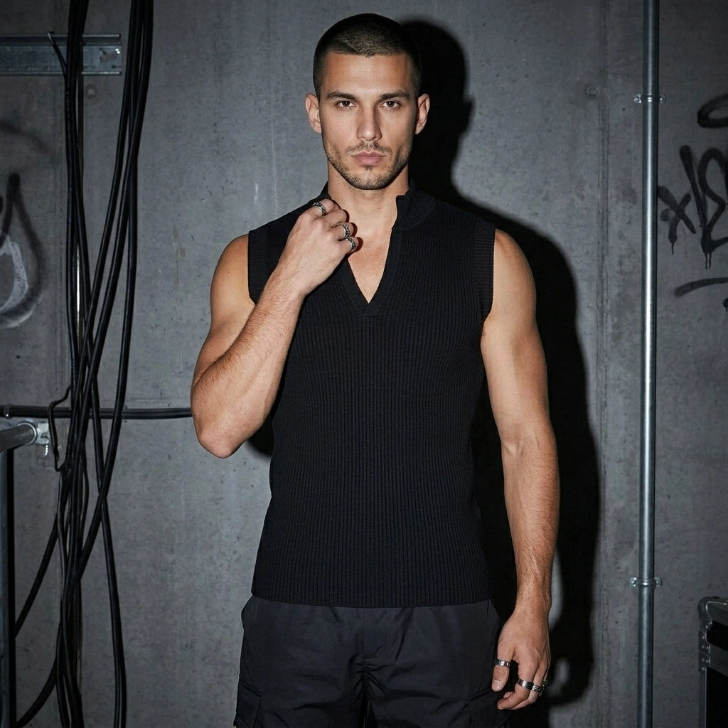 Ribbed Club Tanktop - Frontansicht | Techno Essentials