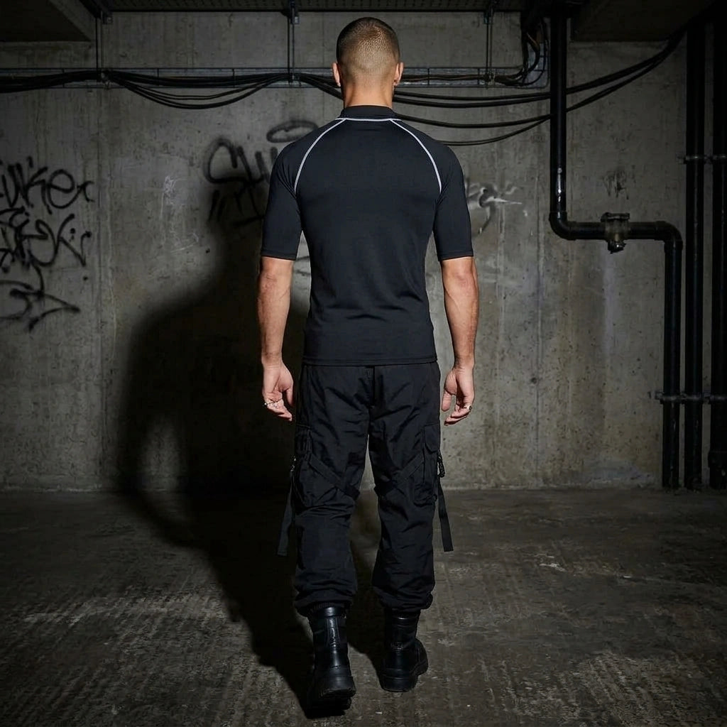 Tribal Techno Vibes Funktionsshirt – Rückansicht #farbe_schwarz