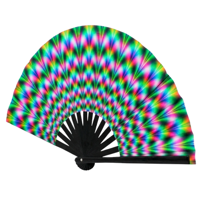 Electric Aura Rave-Fächer aufgeklappt, schräge Ansicht