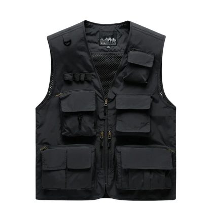 Schwarze Tactical Utility Weste mit Taschen, Techno Rave Style