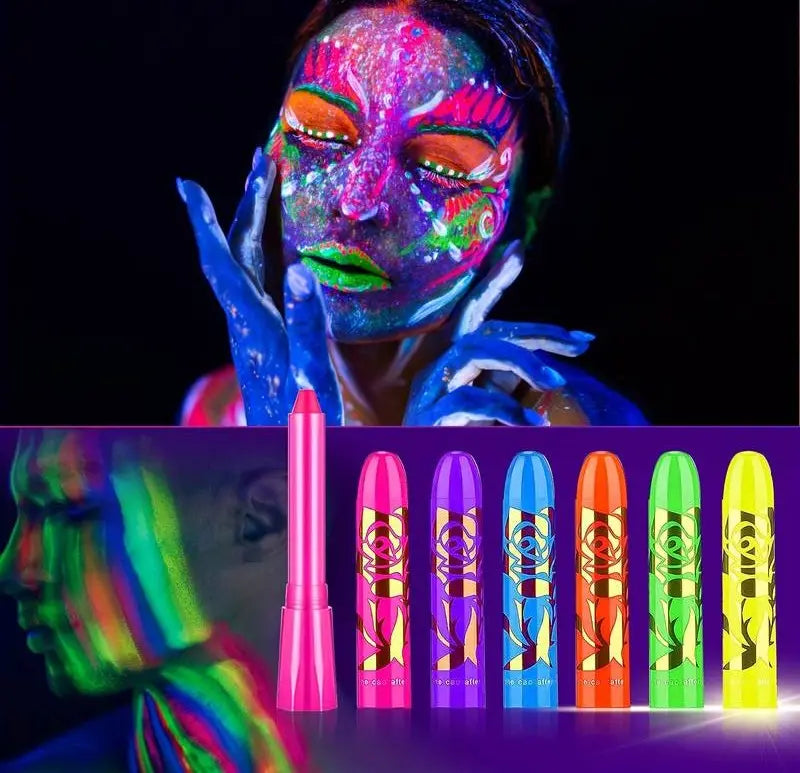 6 Stück UV Neon Bodypaint Körpermalfarbe