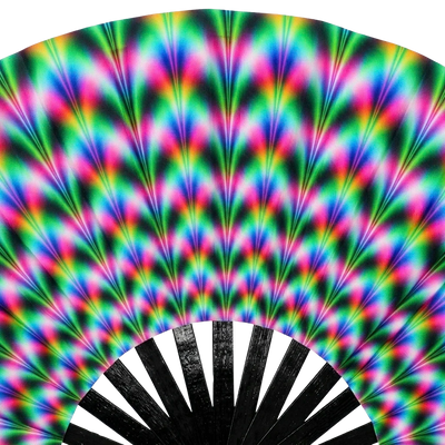 Electric Aura Rave-Fächer, Detail des Regenbogenmusters