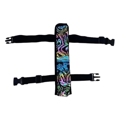 Reflektierende Chromatic Dancewave Fächerhalterung mit bunten Wellen und zwei Gurten, Einzelansicht