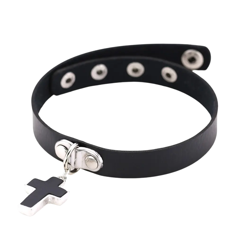 Dark Cross Choker – Minimalistischer Look für Rave und Festival