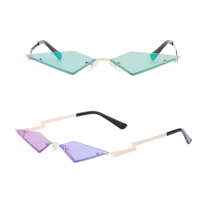 Diamantzauber Rave-Brille mit türkisen Rautengläsern, Vorderansicht