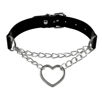 LoveBeat Choker – Verstellbare Halskette mit Herz für Techno-Outfits