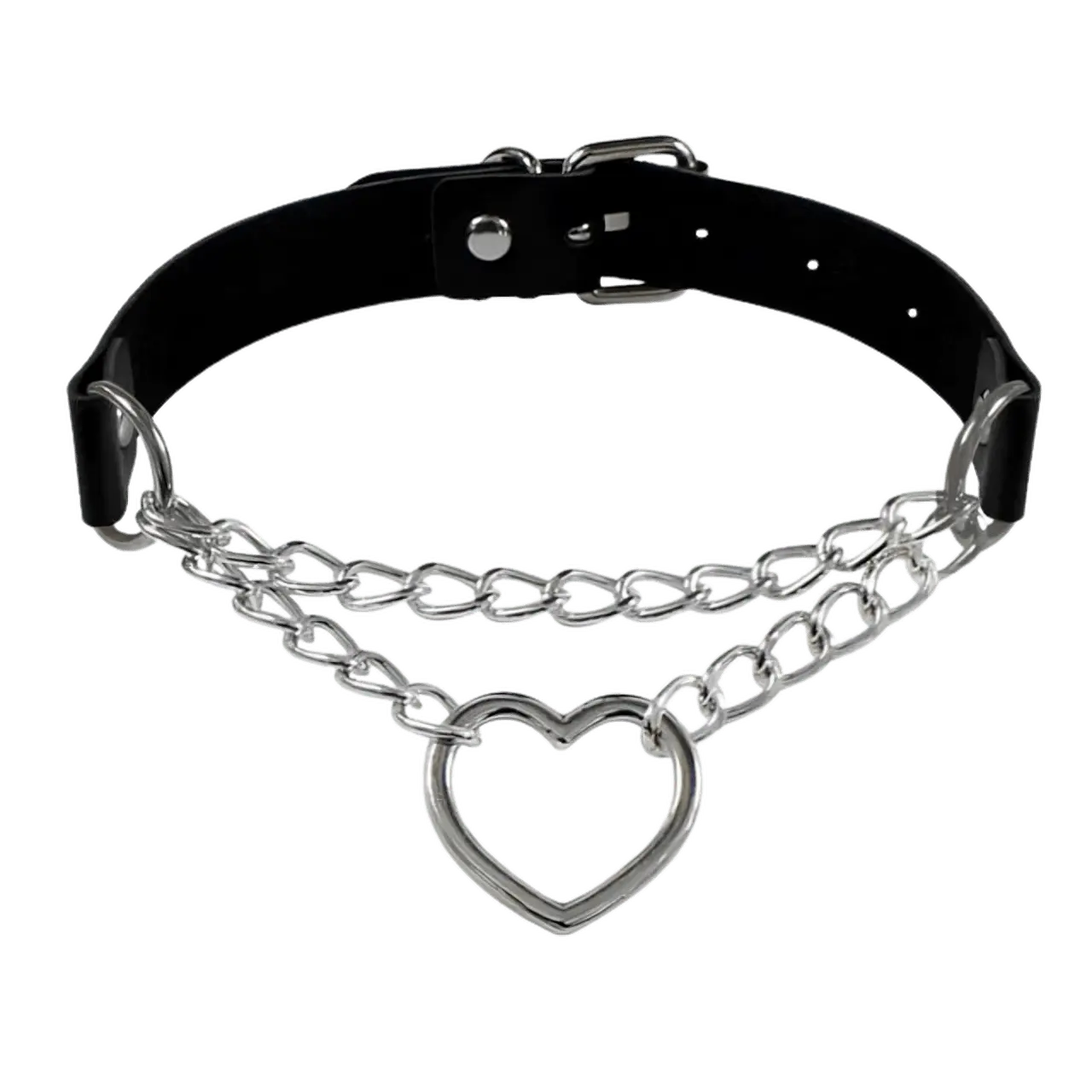 LoveBeat Choker – Verstellbare Halskette mit Herz für Techno-Outfits