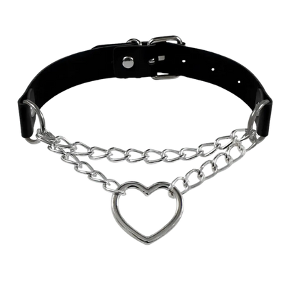 LoveBeat Choker – Verstellbare Halskette mit Herz für Techno-Outfits
