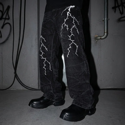 Electric Storm Hose, Detail des Blitzprints am Bein