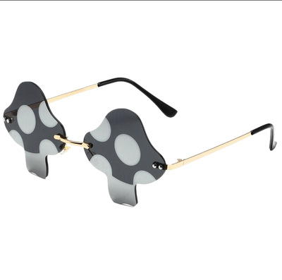 Schwarze Mushroom Pilz Brille mit gepunkteten Gläsern, Schrägansicht