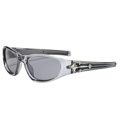 Silberne Nautilus Shades Sonnenbrille mit rauchgrauen Gläsern und Anker-Details, Seitenansicht