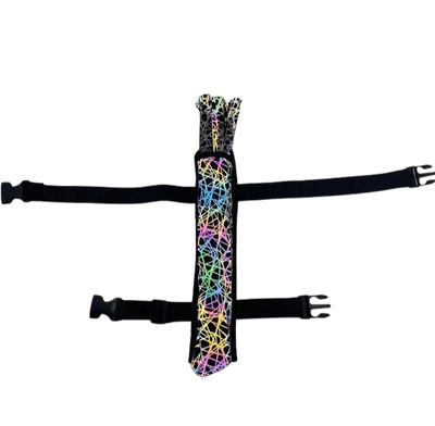 Reflektierende Neon Twilight Fächerhalterung mit buntem Linien-Netz und zwei Gurten, Einzelansicht