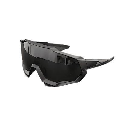 Schwarze Night-Rave Brille mit dunklem Schildglas, Seitenansicht
