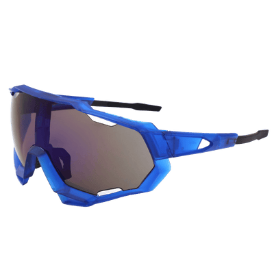 Blaue Night-Rave Brille mit schillerndem Glas, Seitenansicht