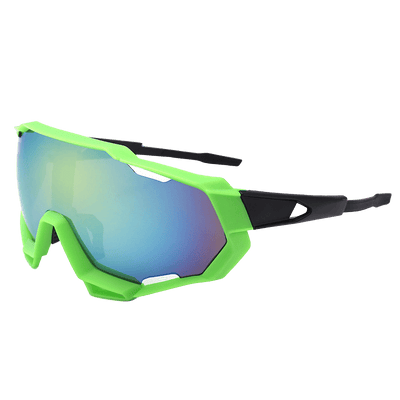 Grüne Night-Rave Brille mit schillerndem Glas, Seitenansicht