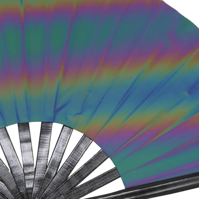 Rainbow Fusion Rave-Fächer mit Stäben, Nahaufnahme