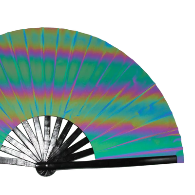 Rainbow Fusion Rave-Fächer, Detailansicht der reflektierenden Fläche