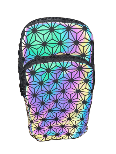 RaveGlow Reflektierende Bauchtasche mit schillerndem geometrischem Muster, Vorderansicht