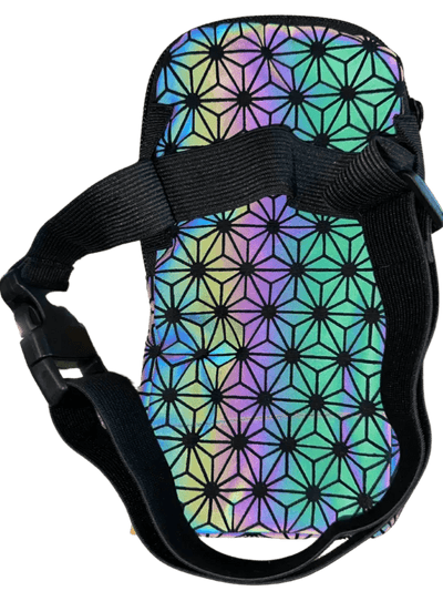 RaveGlow Reflektierende Bauchtasche, Rückseite mit schwarzem verstellbarem Gurt
