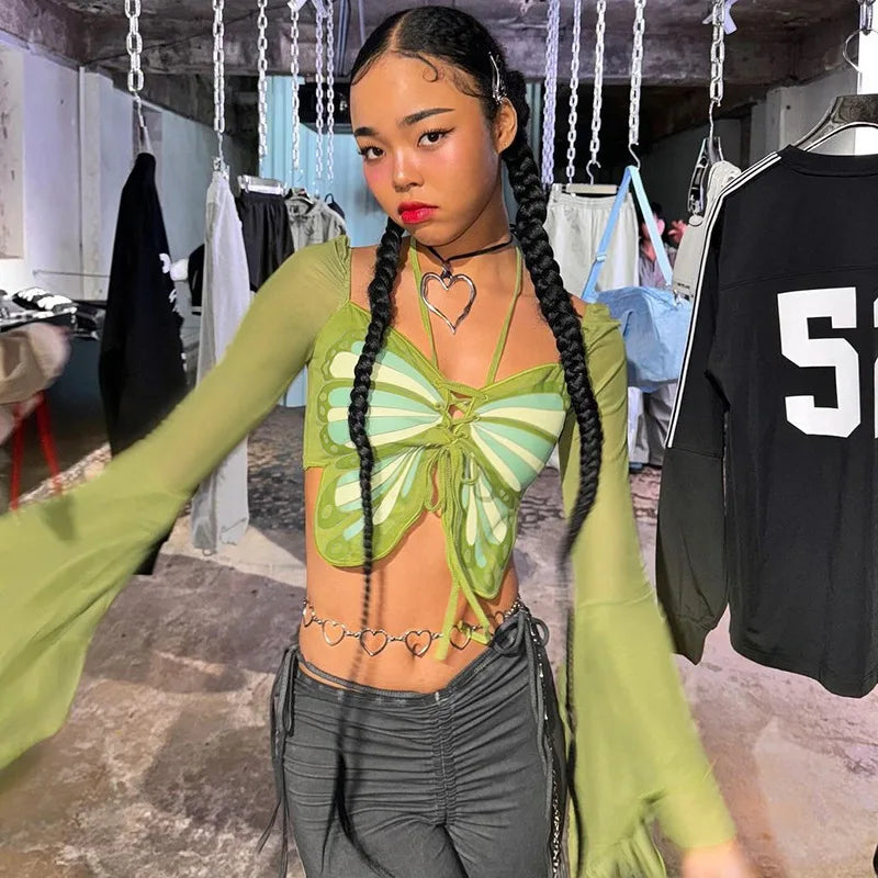 Butterfly Glow Mesh Top