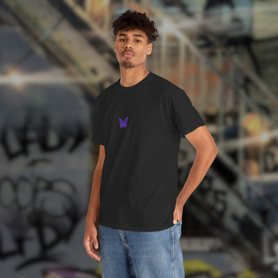 Schwarzes Techno Butterfly T-Shirt am Model, Vorderansicht