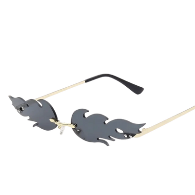 Schwarze Flammen-Sonnenbrille, freigestellte Seitenansicht