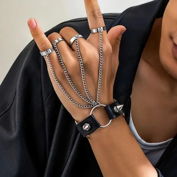 Verstellbares Ring Armband: Unisex Techno Party Schmuck