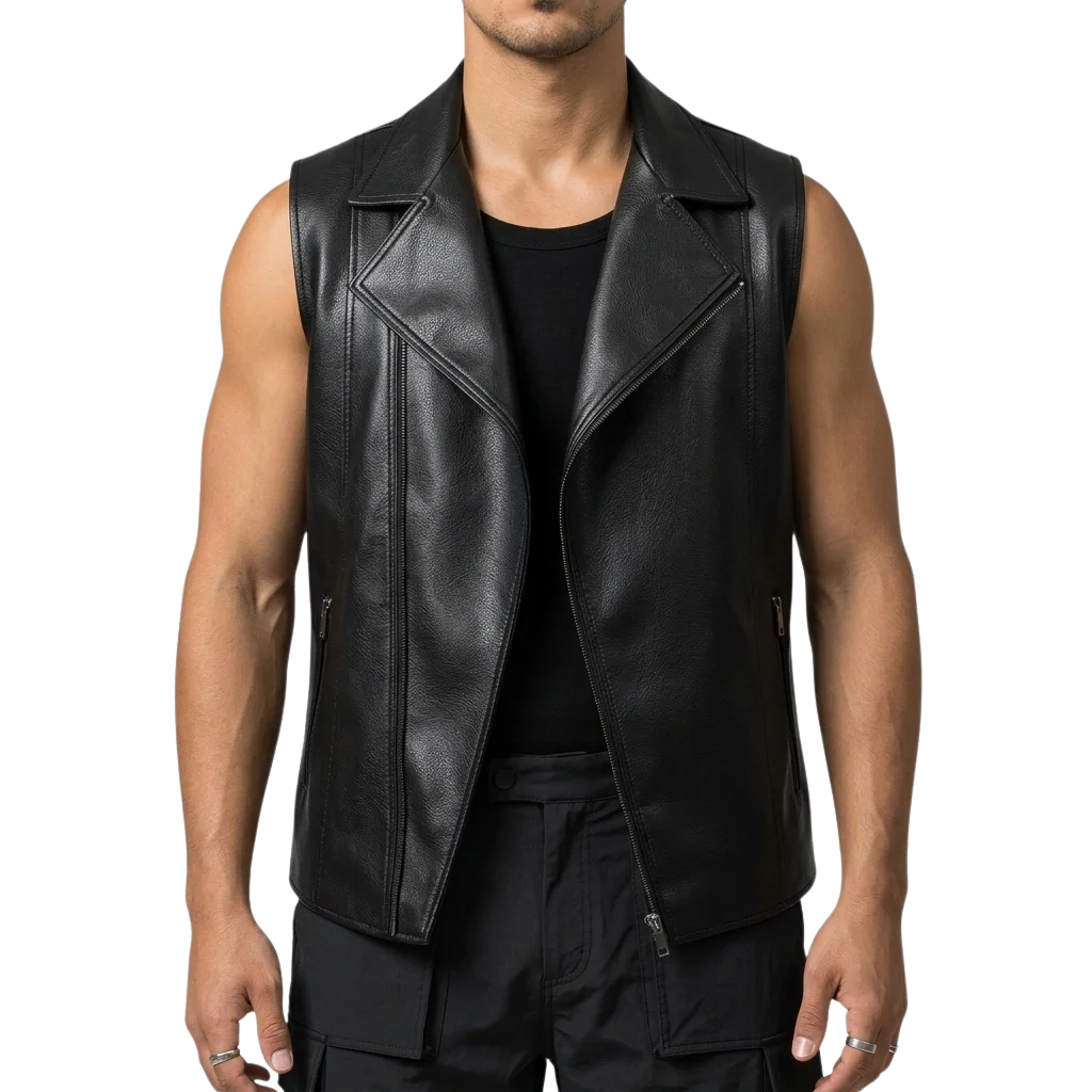 Midnight Rebel Weste aus veganem Leder