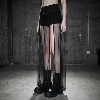 Dusk Mesh Rock seitlich, schwarzes Design, Rave-Mode, Model in Club-Umgebung