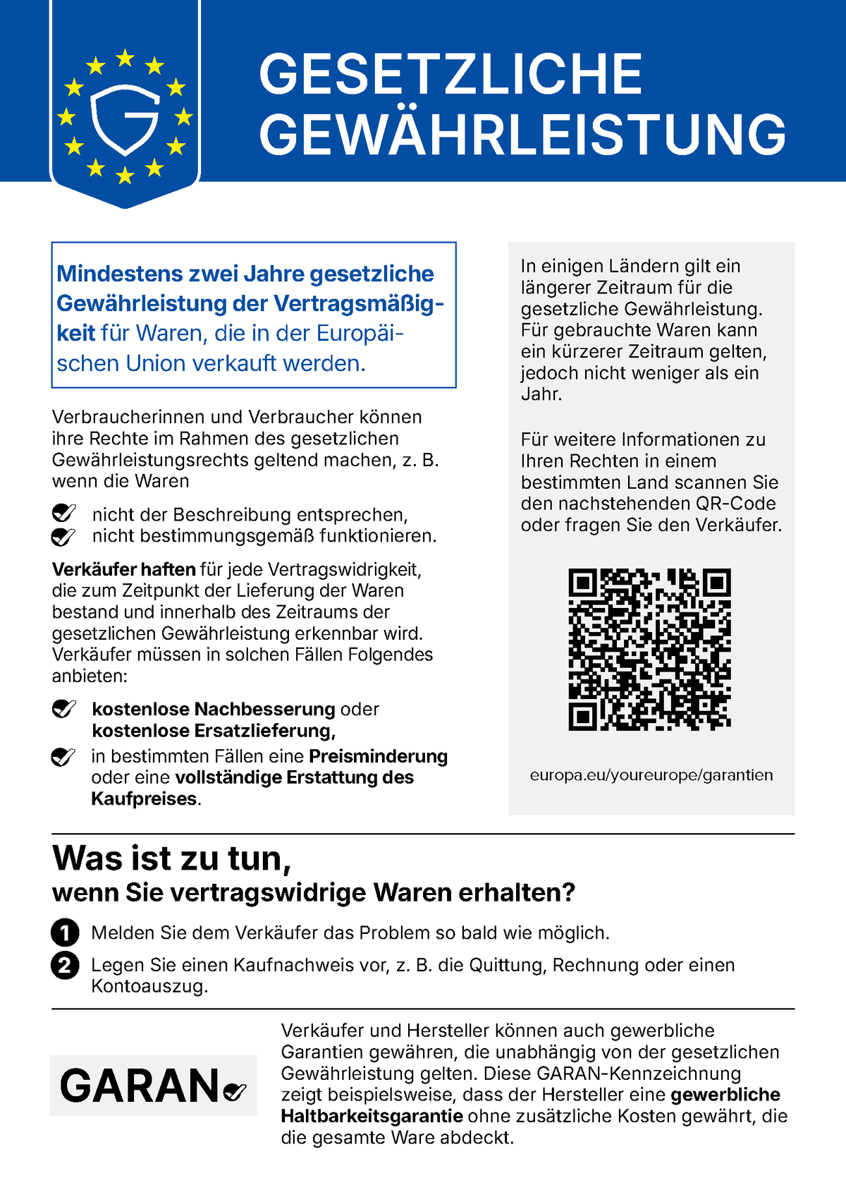 Harmonisierte Mitteilung über das gesetzliche Gewährleistungsrecht (DurchführungsVO (EU) 2025/1960)
