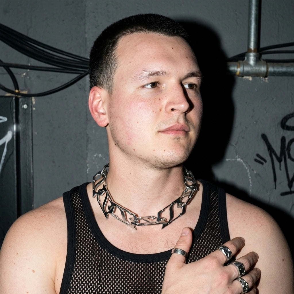 Chain Reaction Halskette für Raves - Dreiviertel-Ansicht | Techno Essentials