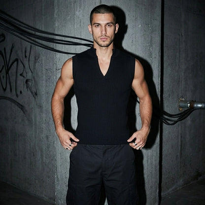 Ribbed Club Tanktop - Dreiviertel-Ansicht | Techno Essentials
