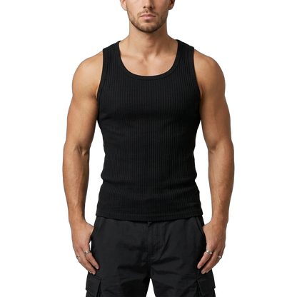 Schwarzes Tanktop für Herren - Produkt-Nahaufnahme | Techno Essentials