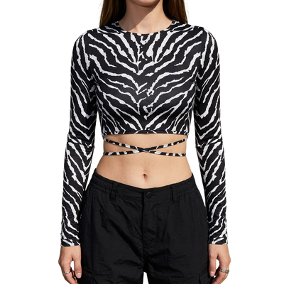 Zebra Rhythm Longsleeve, schwarz-weiß, Frontansicht, Techno, Rave, Festival-Mode